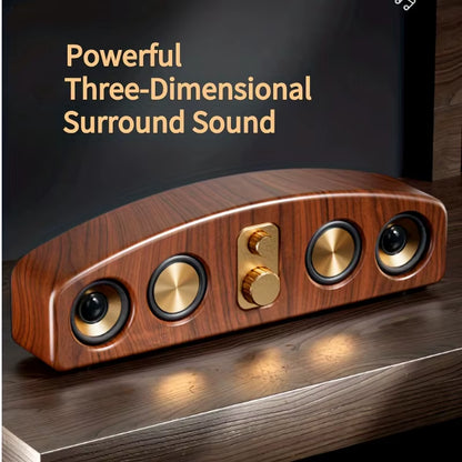 Desktop Wireless Speakers (Wood Grain), Portable Speakers, 3D Stereo and Subwoofer, Music, Movie Assisted Amplification Gifts