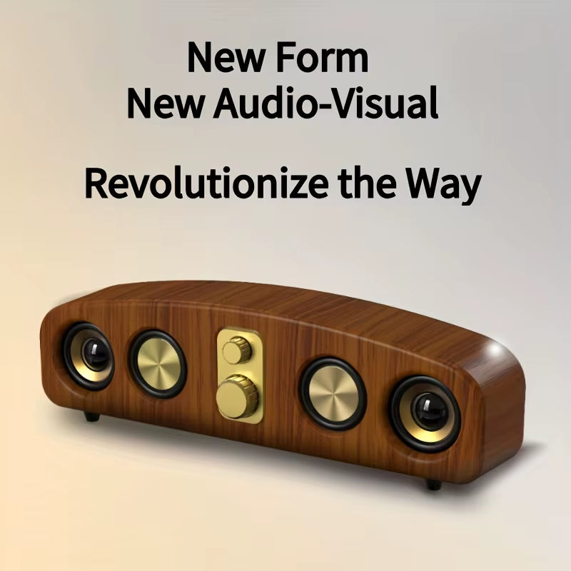 Desktop Wireless Speakers (Wood Grain), Portable Speakers, 3D Stereo and Subwoofer, Music, Movie Assisted Amplification Gifts